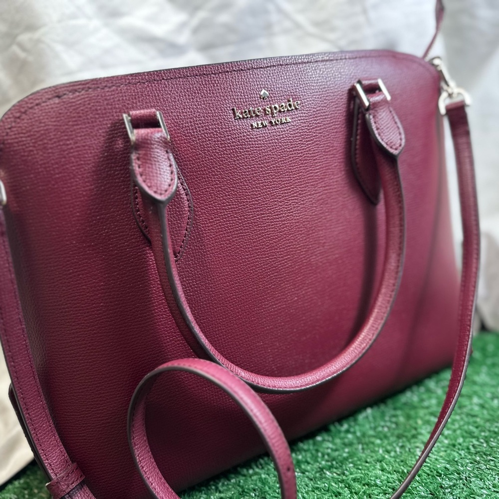 Kate Spade Red Leather Satchel with Gold Logo - Picture 8 of 15